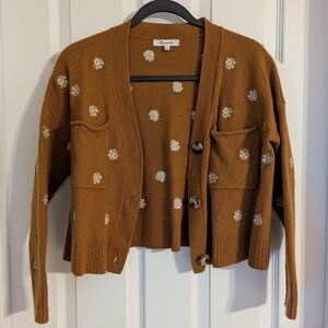 Madewell Burnt Orange Floral Cardigan Sweater - Small